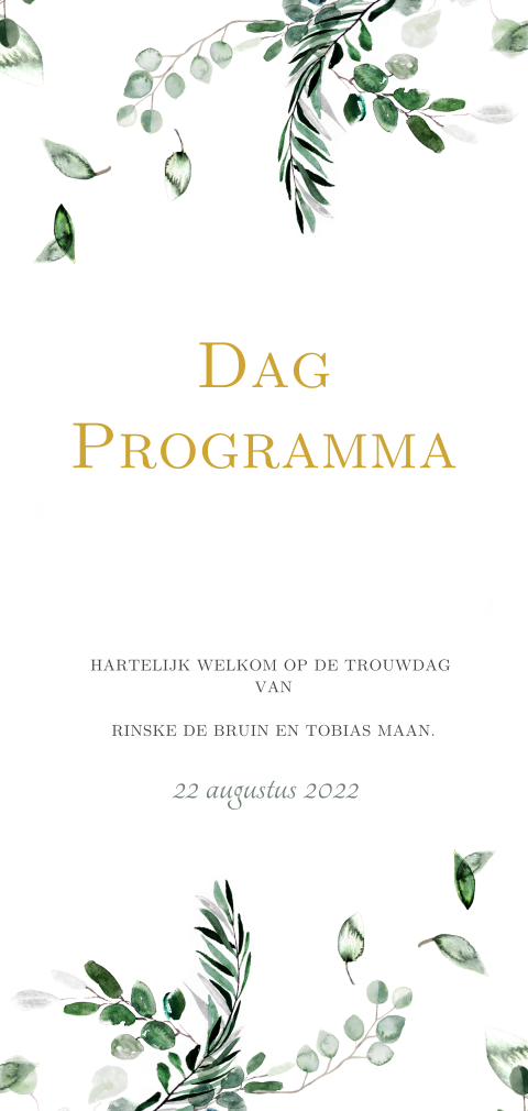 Dagprogrammakaart passend bij alle andere drukwerk